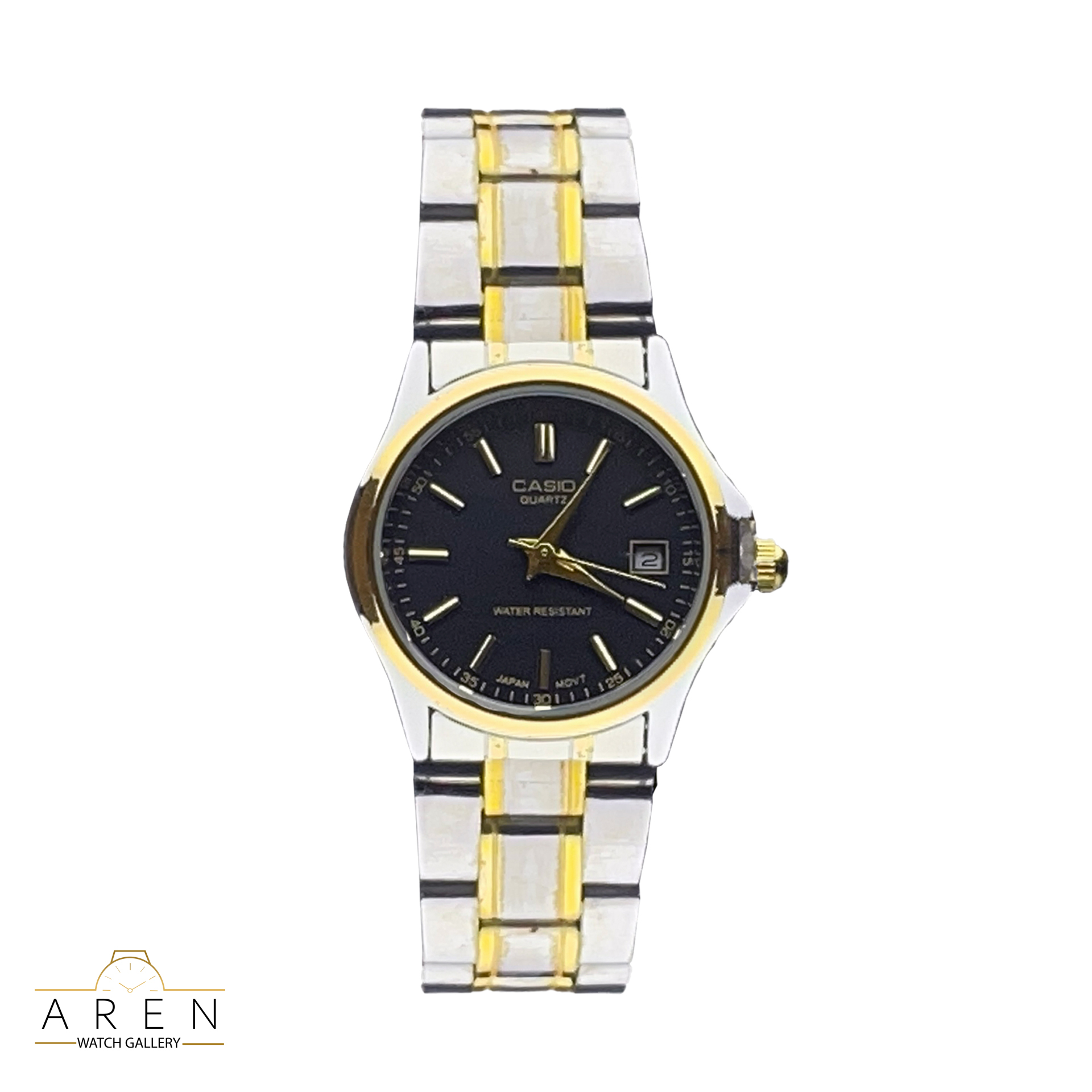 ساعت مچی زنانه Casio بند استیل Silver_Gold صفحه مشکی