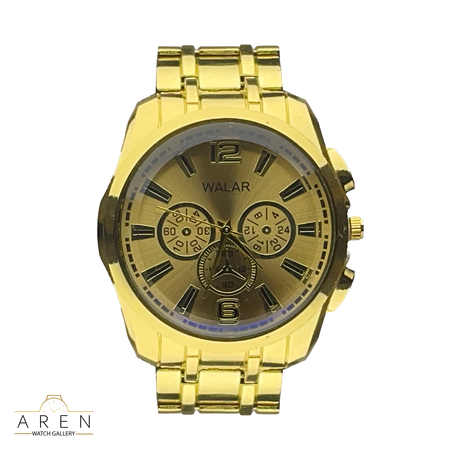 ساعت مردانه مچی کلاسیک تمام استیل Gold برند Walar
