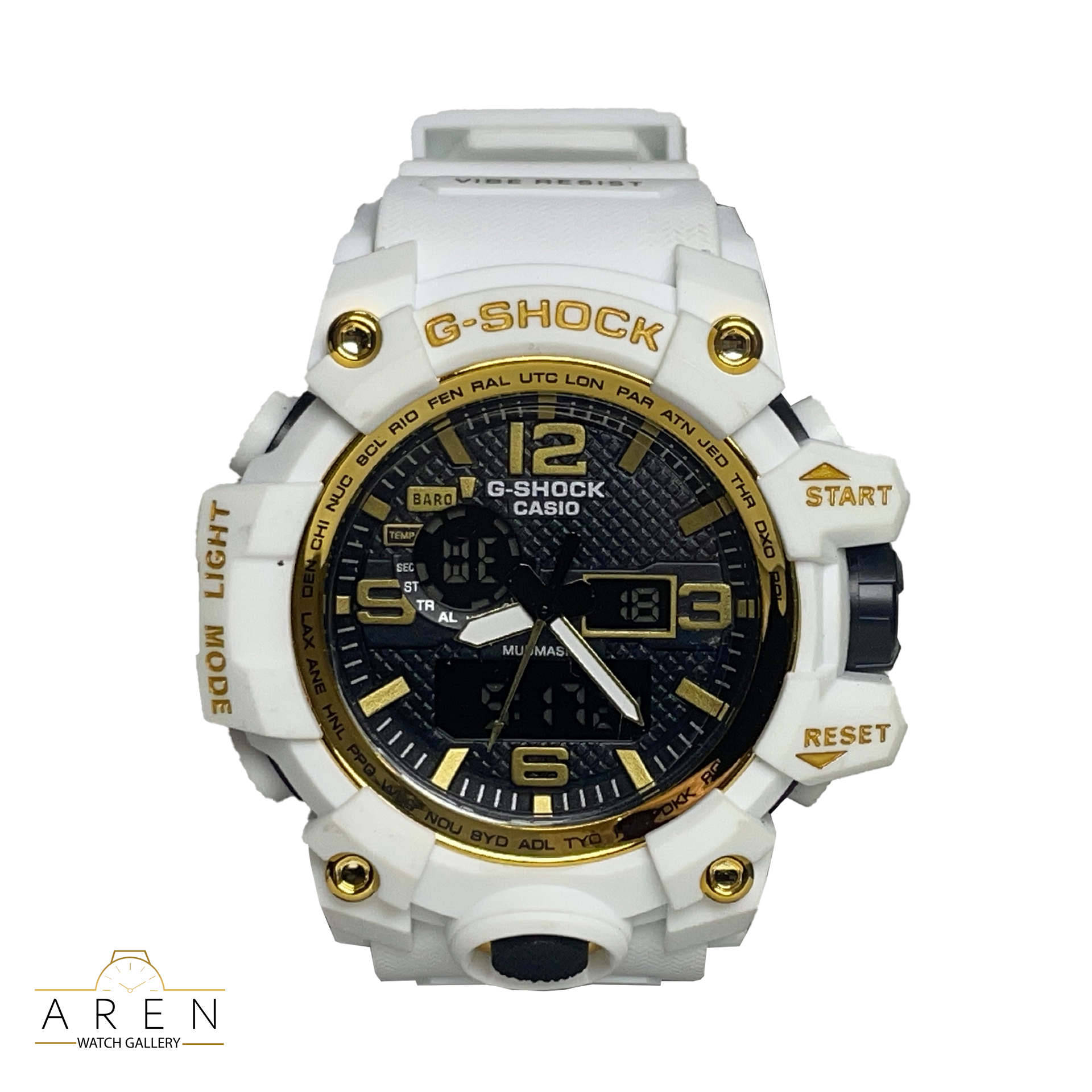 ساعت مچی مردانه کاسیو CASIO اسپرت طرح G-SHOCK بند رابر سفید و مشکی(کرنوگراف دار)